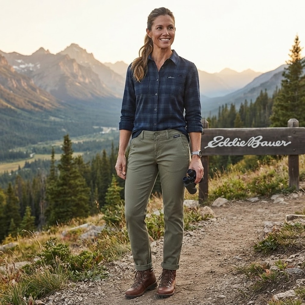 Eddie Bauer NWT Women's Size 6 Boyfriend Green Pants Cotton Trail Adventure